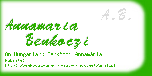 annamaria benkoczi business card
